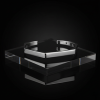 Men’s Geometric Cuff Bracelet – Stainless Steel Open Bangle | Minimalist Silver Wristband for Men